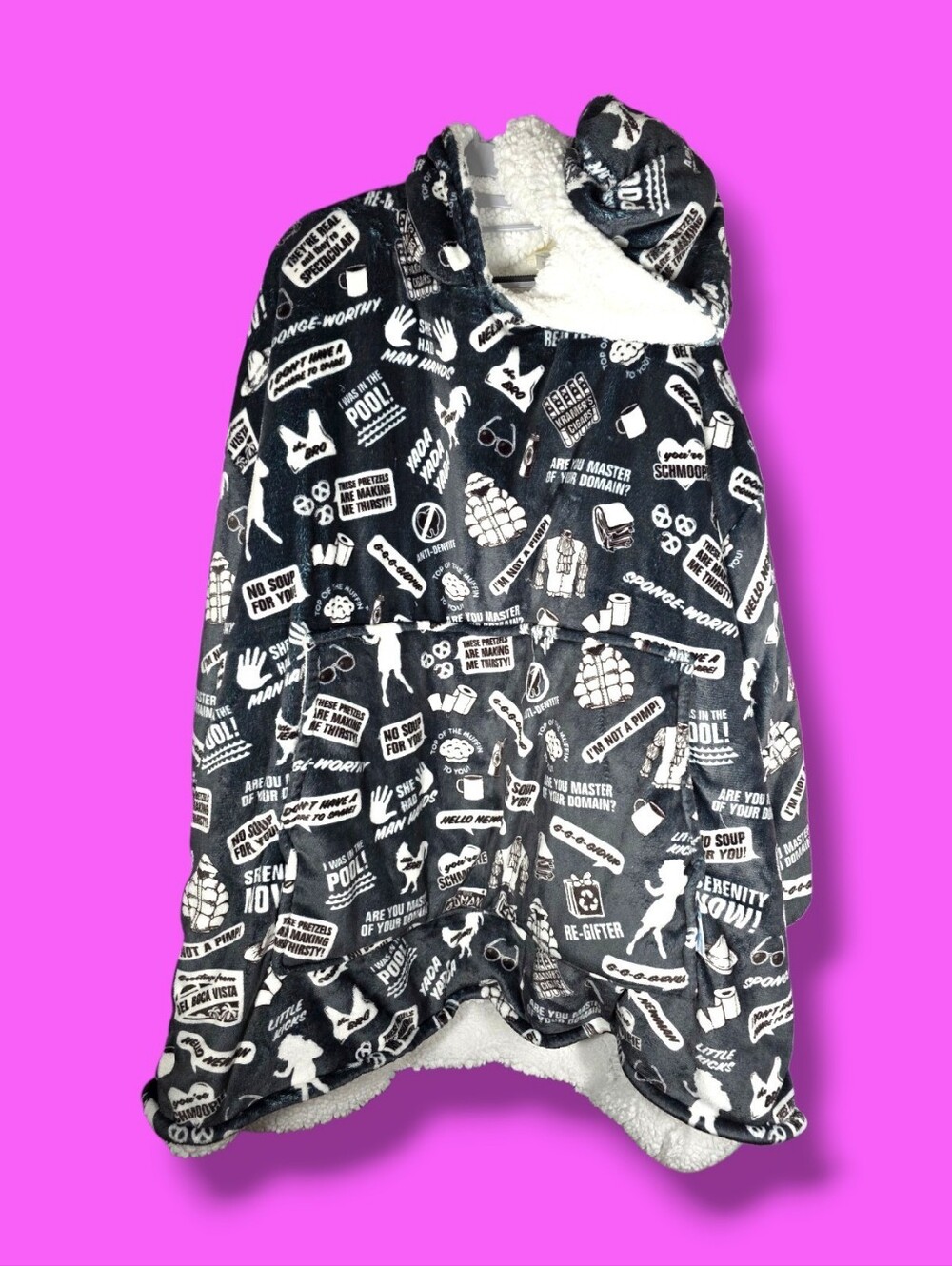 Oodie Seinfeld Black & White Oversized Hoodie Size OO